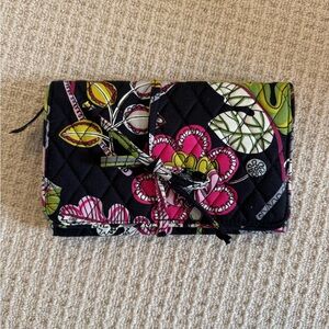 NWOT Vera Bradley Moon Blooms Quilted Padded Tri Fold Jewelry Roll